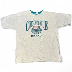 VTG XL 80s 90s Sailing Nature Boating Double Neck Sleeve Art Graphic T shirt